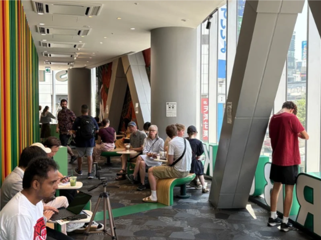 Travelers waiting in a Japanese café - showing the problem of wasted time between activities